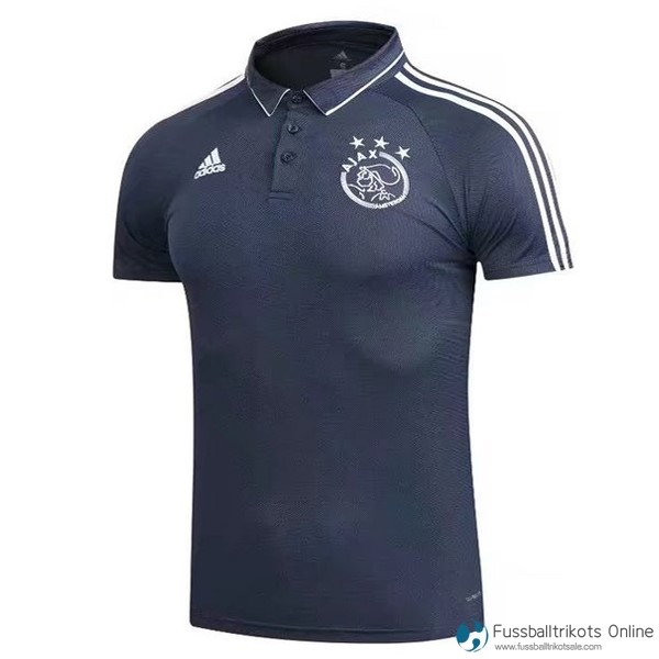 Ajax Polo 2017-18 Blau Fussballtrikots Günstig